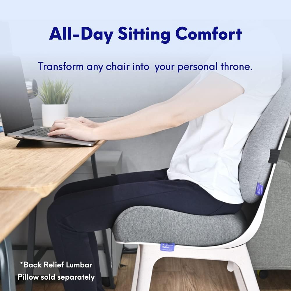 Cushion Lab Patented Pressure Relief Seat Cushion for Long Sitting Hours on Office & Home Chair - Extra-Dense Memory Foam for Soft Support. Car Pad