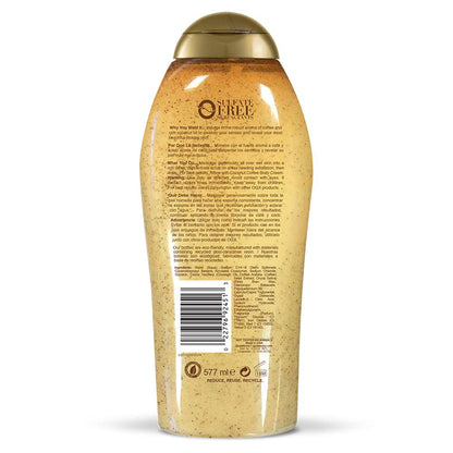 OGX Smoothing + Coconut Coffee Exfoliating Body Scrub with Arabica Coffee & Coconut Oil, Moisturizing Body Wash for Dry