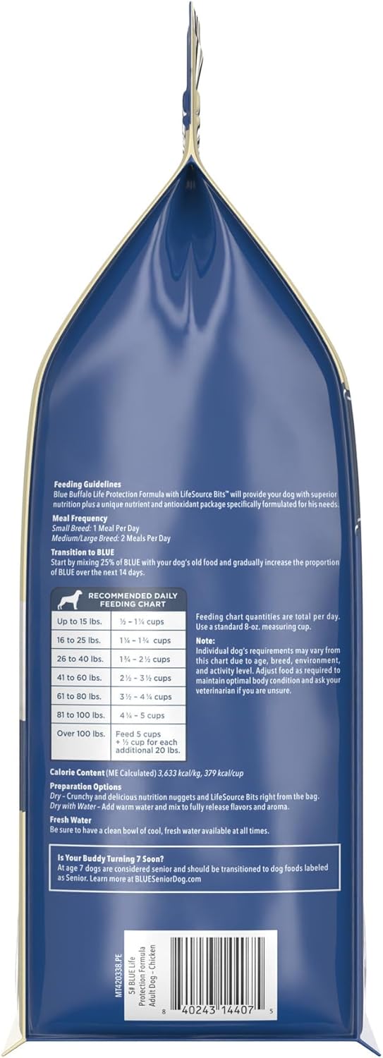 Blue Buffalo Life Protection Formula Adult Dry Dog Food, Helps Build and Maintain Strong Muscles, Made with Natural