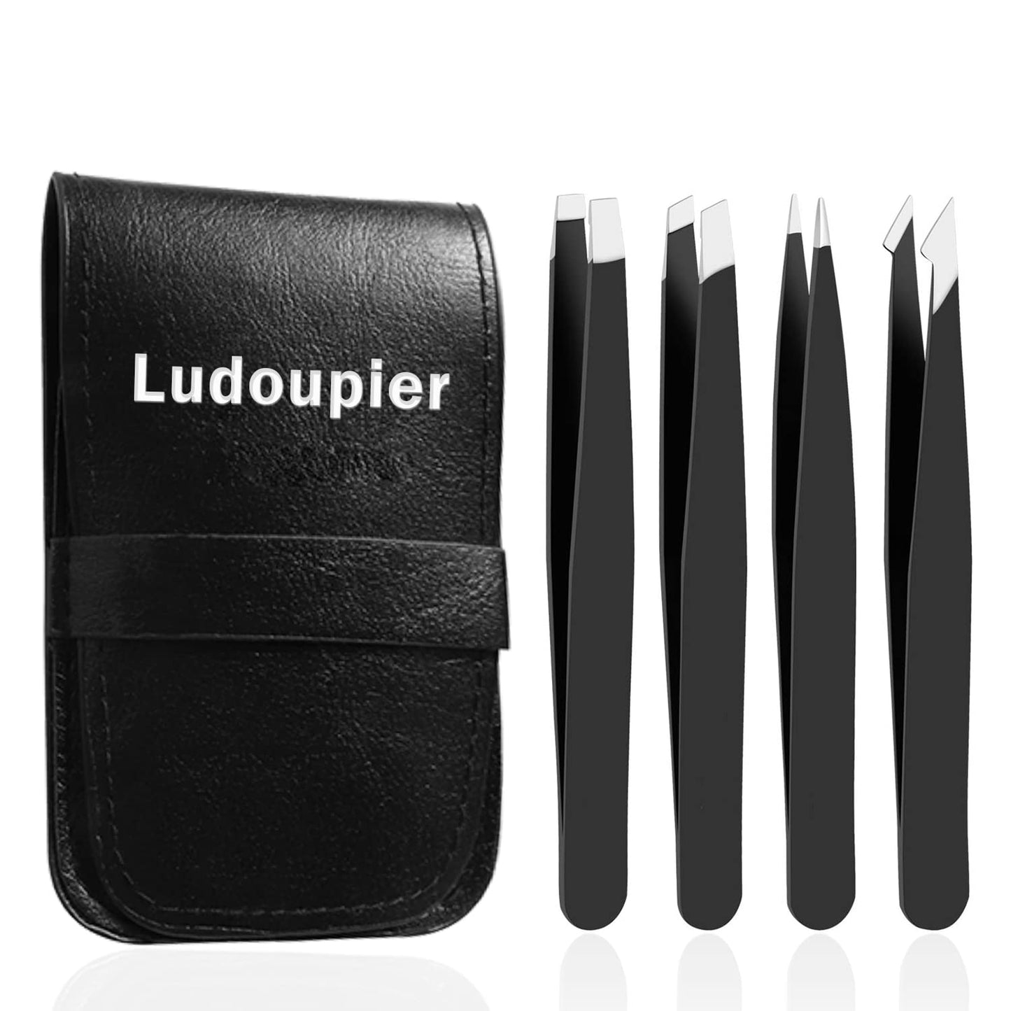 LUDOUPIER [4+1 Pieces] Tweezers Set with Travel