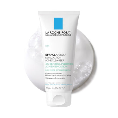 La Roche-Posay Effaclar Dual Acne Face Wash With 4% Benzoyl Peroxide & LHA Exfoliant, Acne Treatment Help Clear & Prevent