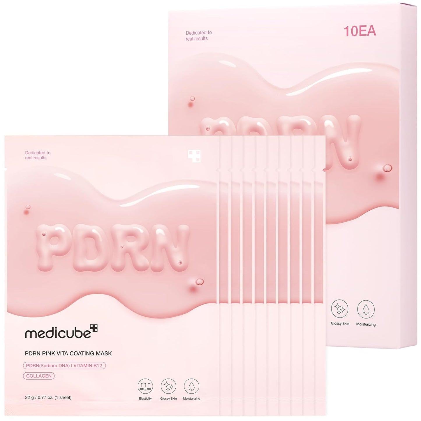 medicube Salmon DNA PDRN Pink Vita Coating Sheet Mask 10EA - Korean sheet mask for glass skin - Luxurious Home care Mask for Hydration