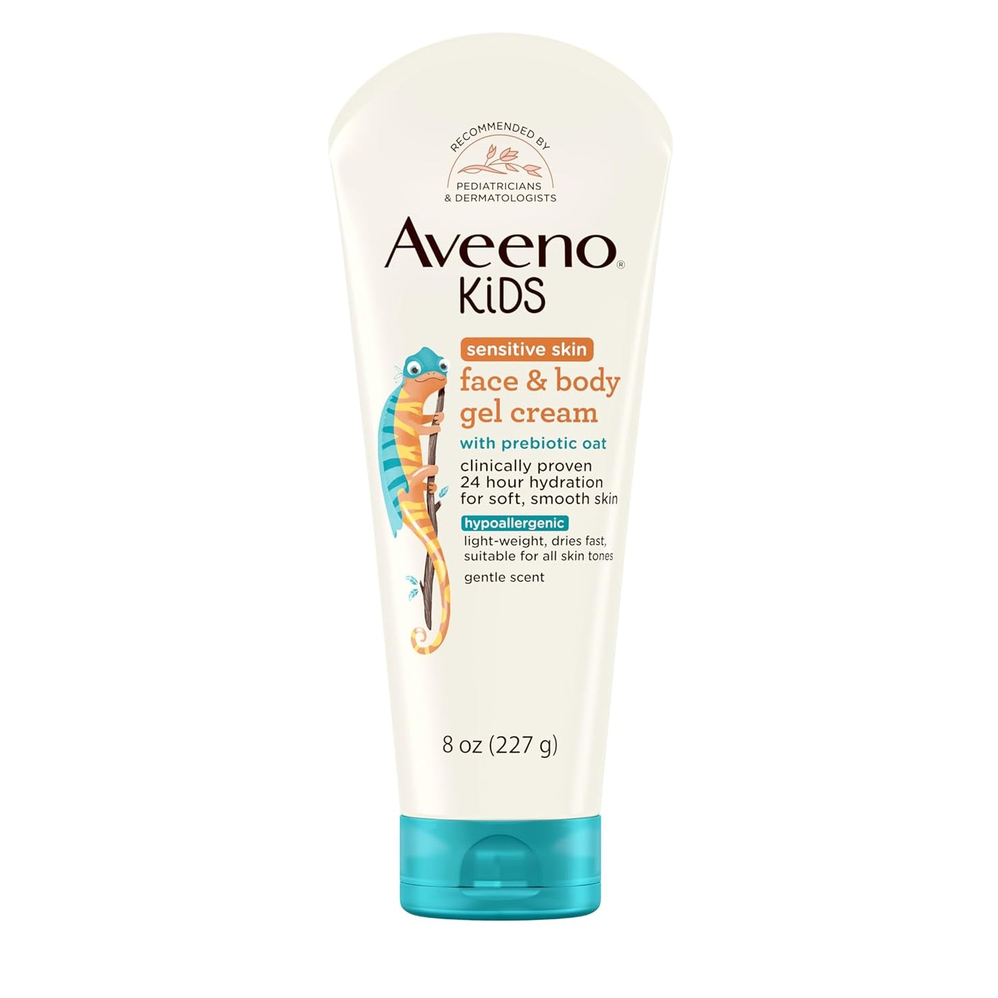 Aveeno Sensitive Skin Face & Body Gel Cream for Kids with Prebiotic Oat, Clinically Proven 24 Hour Hydration for Soft