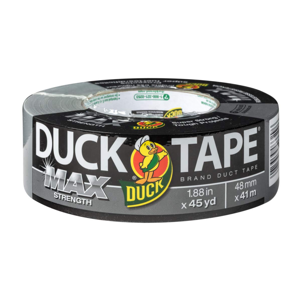 Duck Brand Max Strength Duct Tape - 1 Roll - Heavy Duty Hold - 1.88 Inch x 45 Yards - Silver