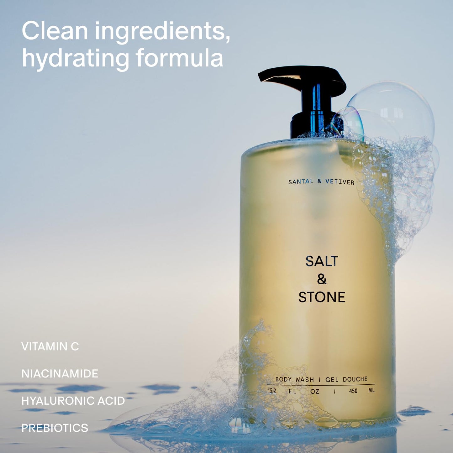 Salt & Stone Body Wash with Antioxidants for Deep Moisture, For Women & Men, Sulfate, Paraben, & Dye Free, Leaving Skin Soft and