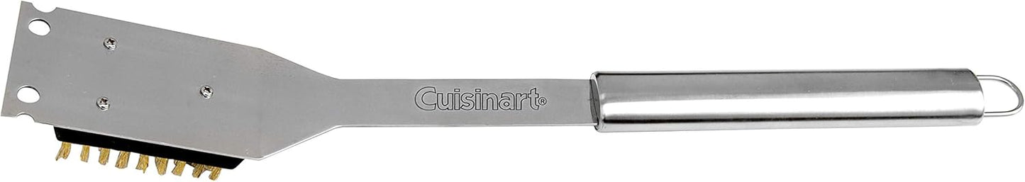Cuisinart Stainless Steel 16.5" Long Handle Grill Cleaner Brush and Scraper for BBQ, Griddle, Grills, Cookout