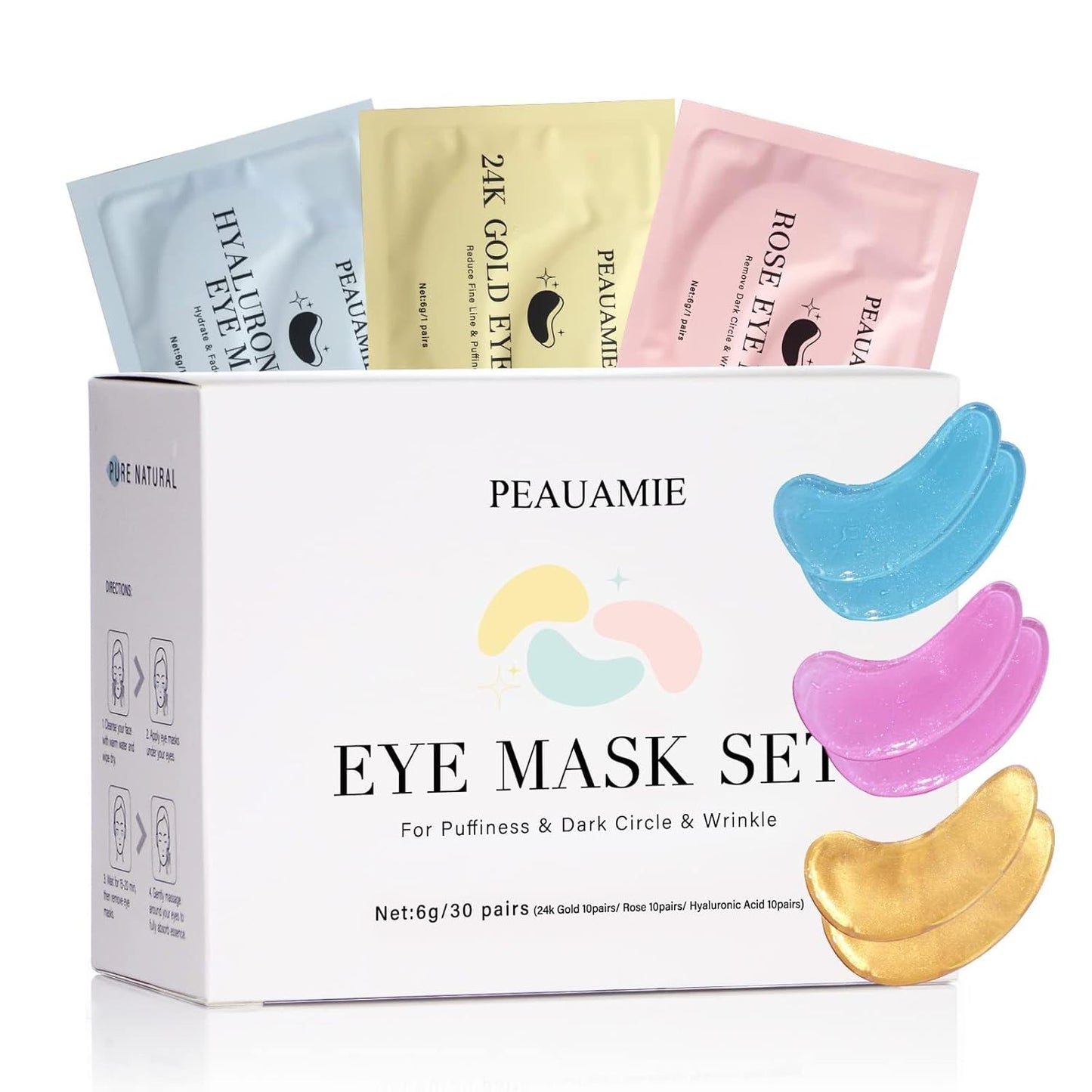 PEAUAMIE Under Eye Patches Gold and Hyaluronic Acid for puffy