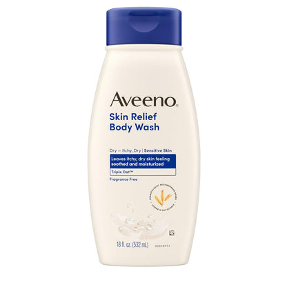 Aveeno Skin Relief Body Wash, Fragrance-Free with Triple Oat complex, Gentle Daily Cleanser for Sensitive Skin Leaves