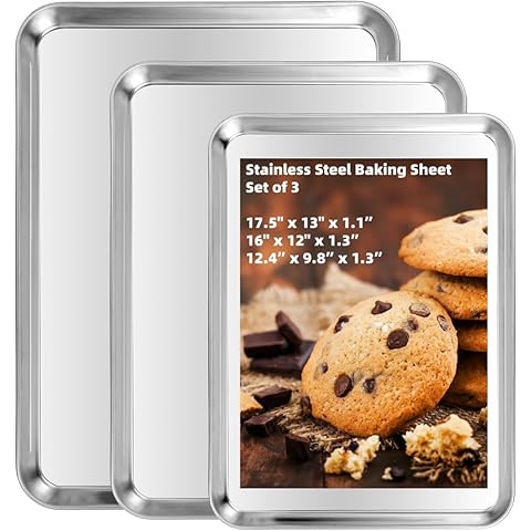 Nordic Ware Naturals 3 Piece Set - USA Made Aluminum Commercial Quality Sheet Pan for Baking or
