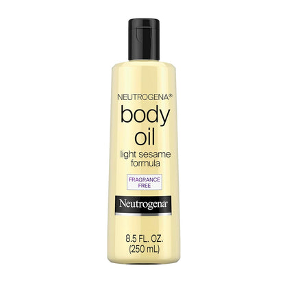 Neutrogena Body Oil, Light Sesame Formula, Fragrance Free, Lightweight Moisturizing Body Oil for Silky, Soft Skin, Non-Greasy