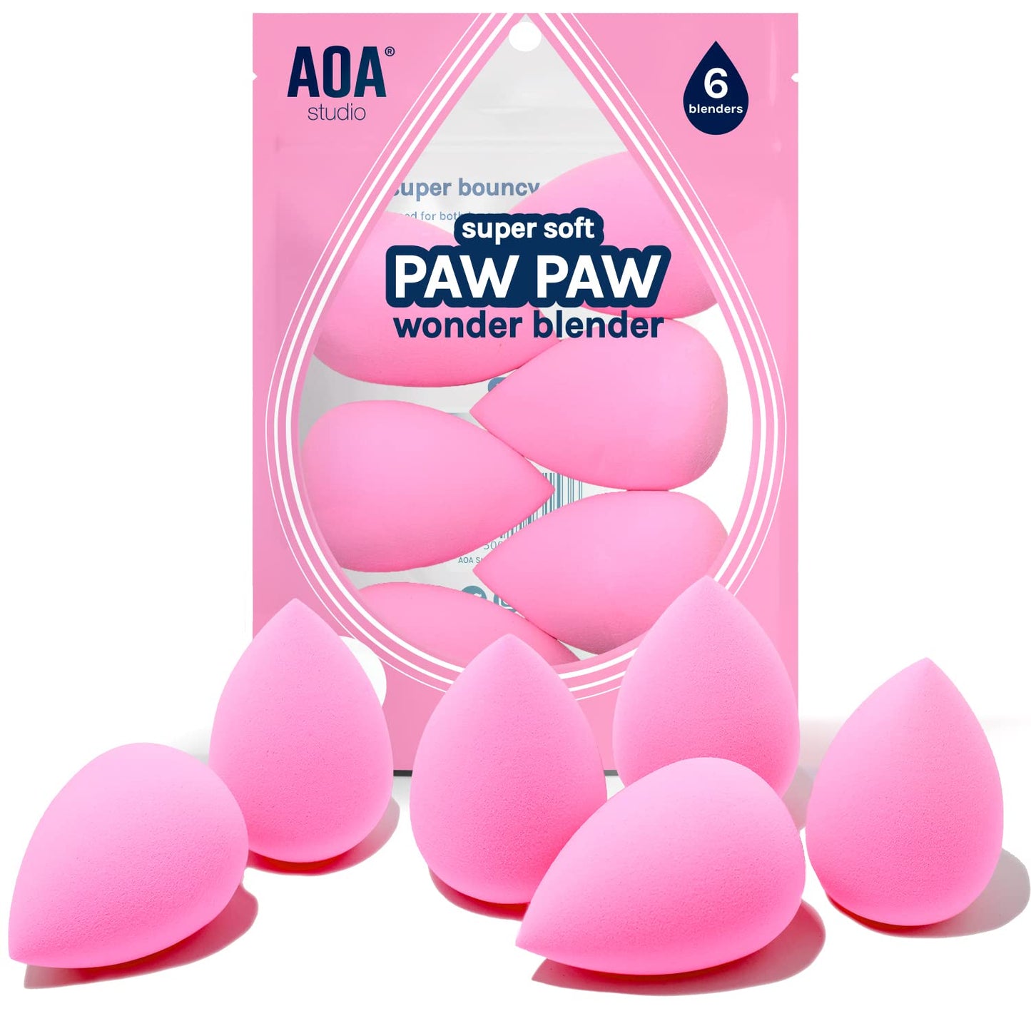 AOA Studio Collection makeup Sponge Set Latex Free and High-definition Set of 6 makeup Wonder blender For Powder Cream and