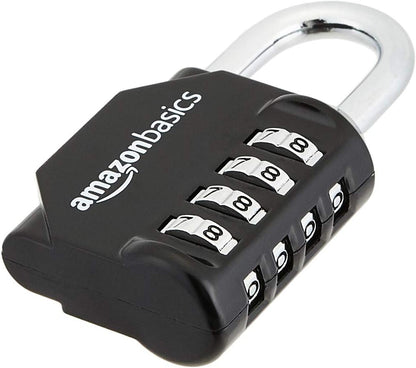 Amazon Basics 4-Digit Combination Lock, Black, 2-Pack