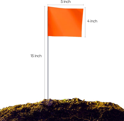 Zozen 50Pack Fluorescent Orange Marking Flags, Writable/15x4x5 Inch, Yard Flags for Lawn & Irrigation & Landscape & Sprinkler & Survey & Dog Training.