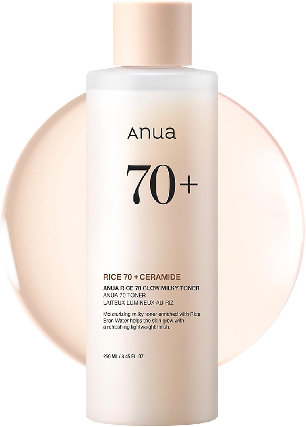 Anua Rice 70 Glow Milky Toner, Glass & Dewy Skin, Hydrating & Barrier Care, Rice Water, Niacinamide, Ceramides, All Skin Types