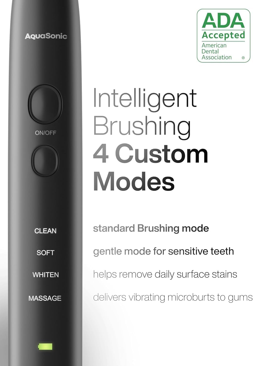 Aquasonic Black Series Ultra Whitening Toothbrush ADA Accepted Electric Toothbrush- 8 Brush Heads & Travel Case