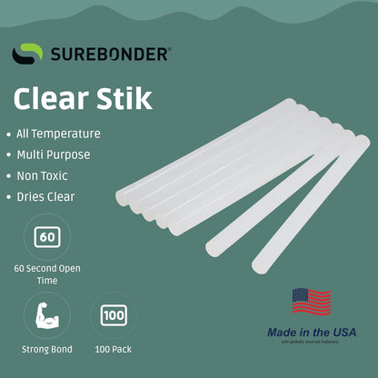 Surebonder DT-100 Mini Size Hot Glue Sticks for Glue Guns 0.27 in. Diameter, 4 in. Length - All Purpose, All Temperature - Great for DIY