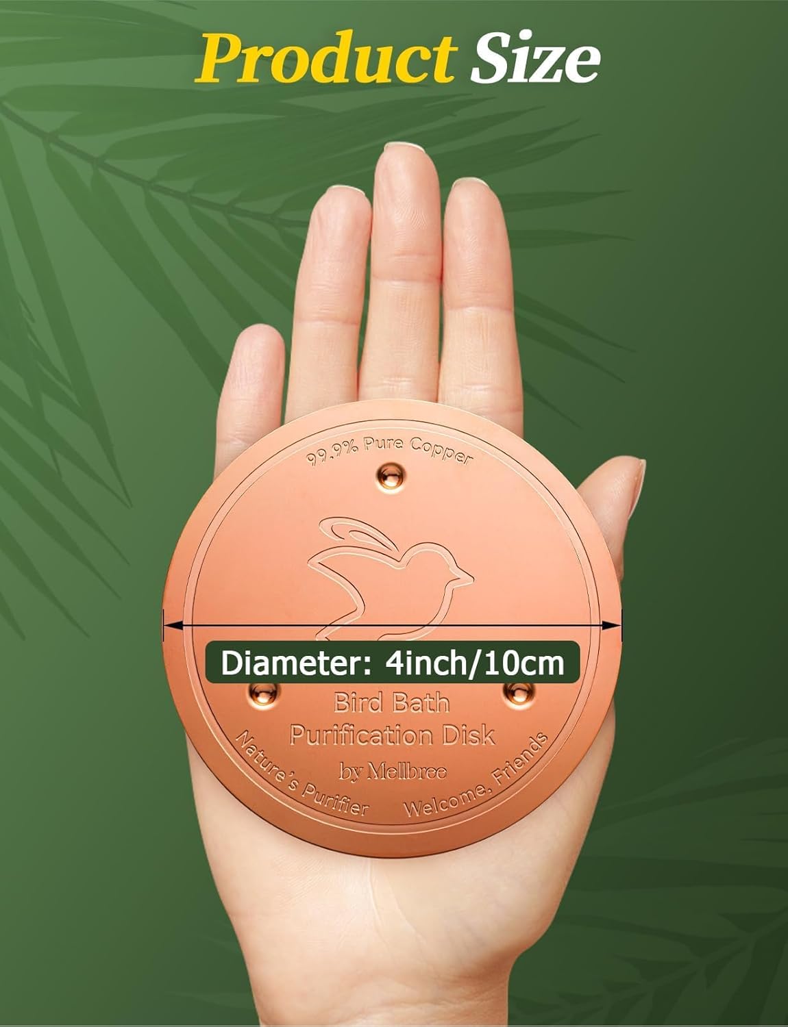 Mellbree Bird Bath Copper Disk, 0.6mm Reinforced 99.99% Pure Copper Cleaning Disk for Physical Safe Clean Water