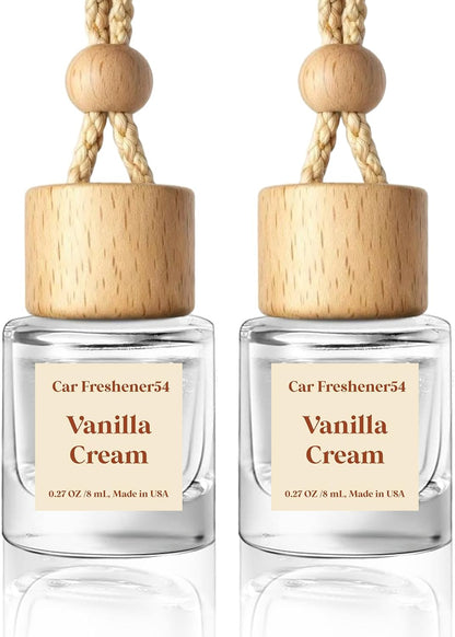 HoogaLife Car Air Freshener Diffuser 2 Pack Hanging Air Freshener Diffuser - Vanilla Cream Fragrance Oil Air D iffuser for
