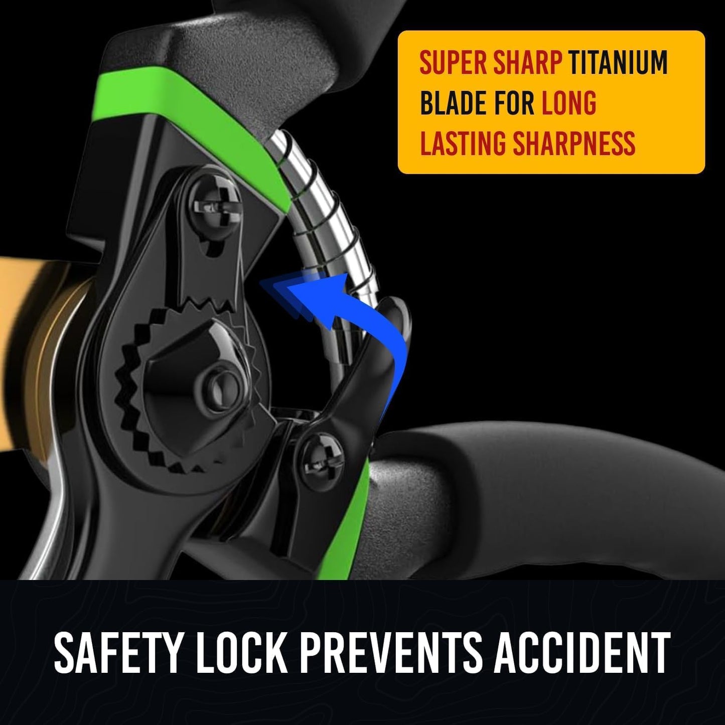 Ultra Sharp Japanese Steel Pruning Shears - Cuts 3X Easier, Weak Hand Arthritis Clippers, Rust-Resistant Titanium Coated