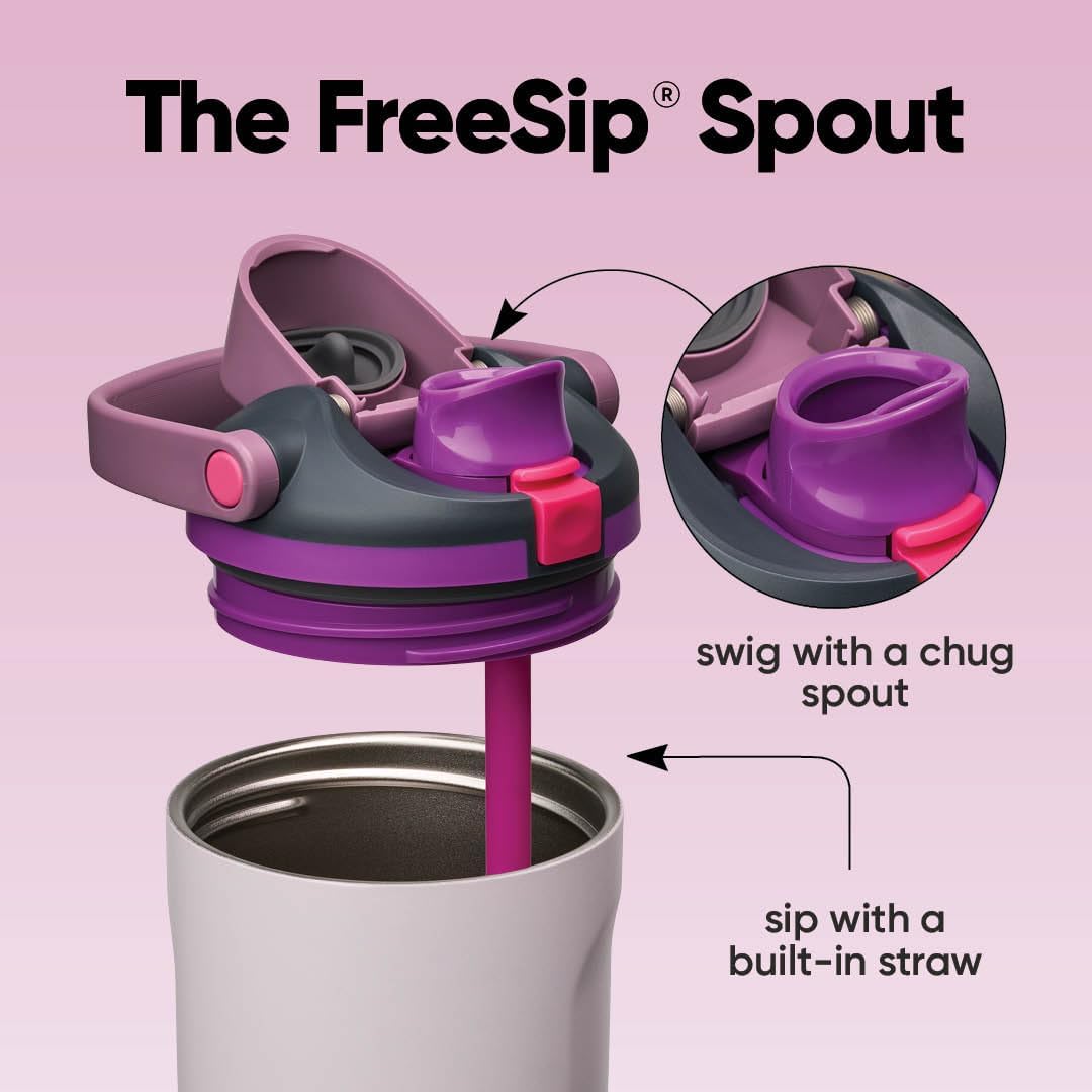 Owala FreeSip Sway Insulated Stainless Steel Water Bottle with Two-Way Spout, Built-In Straw and Bucket Handle, Made for Travel, School, and