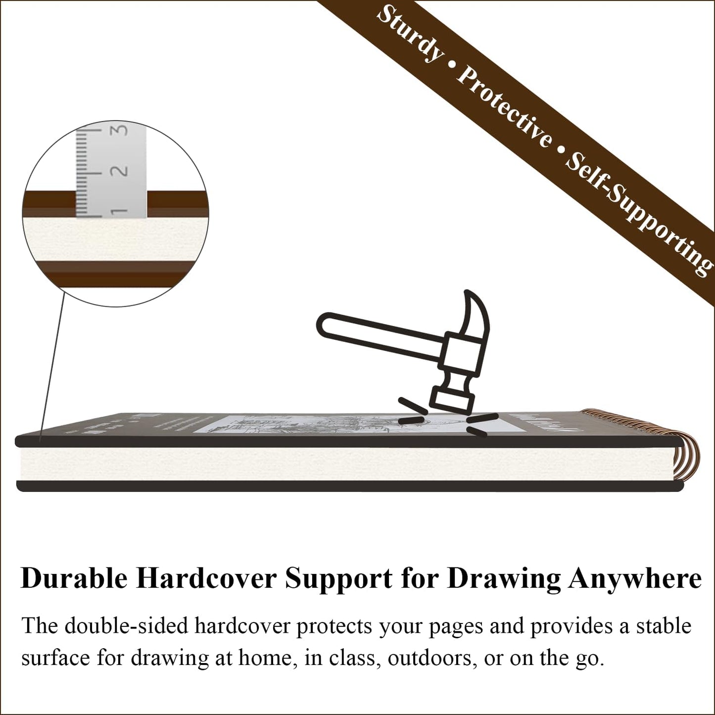 Fuxi 9" x 12" Sketch Book, Top Spiral Bound Sketch Pad, 100 Sheets 68lb/100gsm Acid-Free Drawing