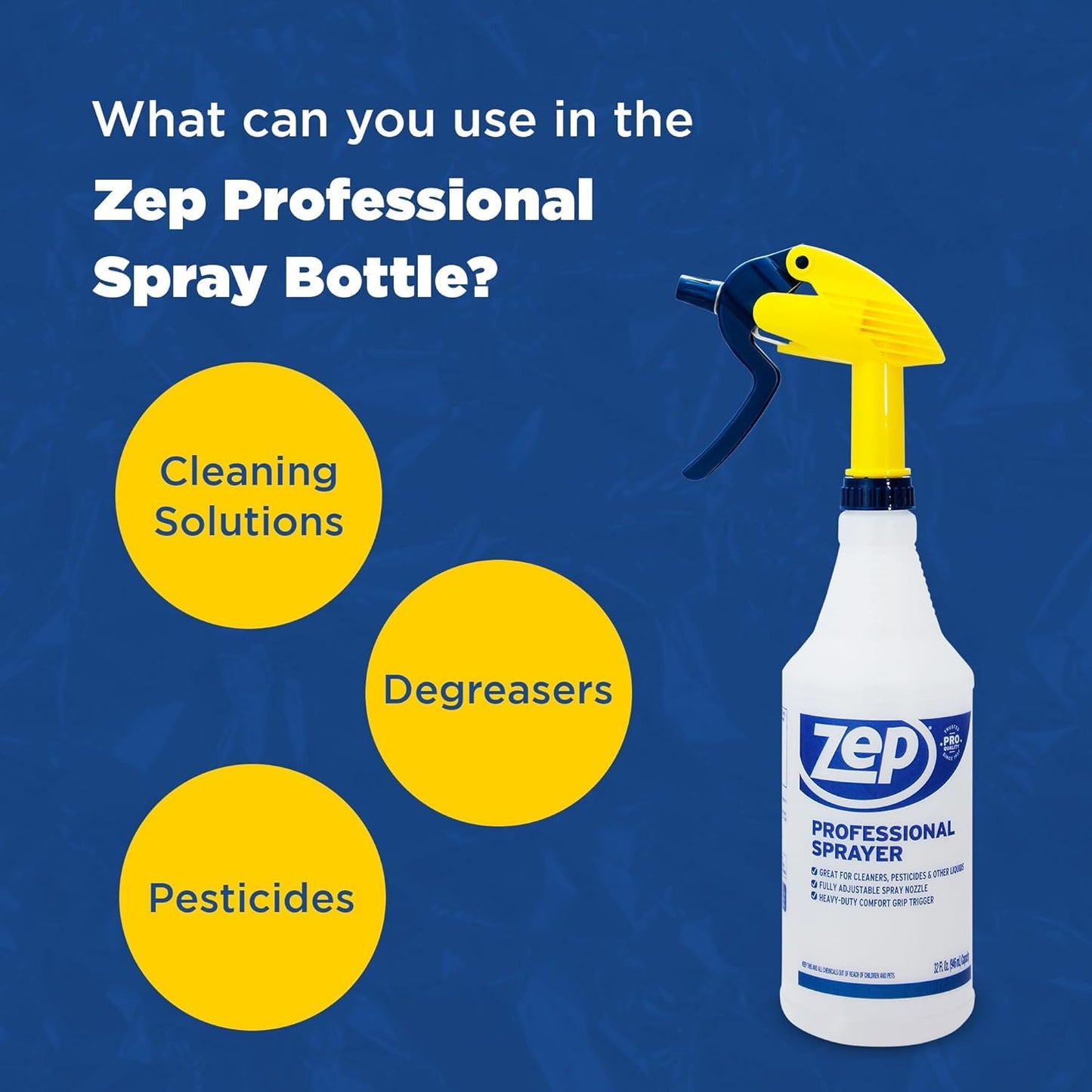 ZEP Professional Sprayer Bottle - 32 oz (Pack of 3) - HDPRO1 - Versatile Adjustable Nozzle Spray Bottles with a Fine Mist or Powerful