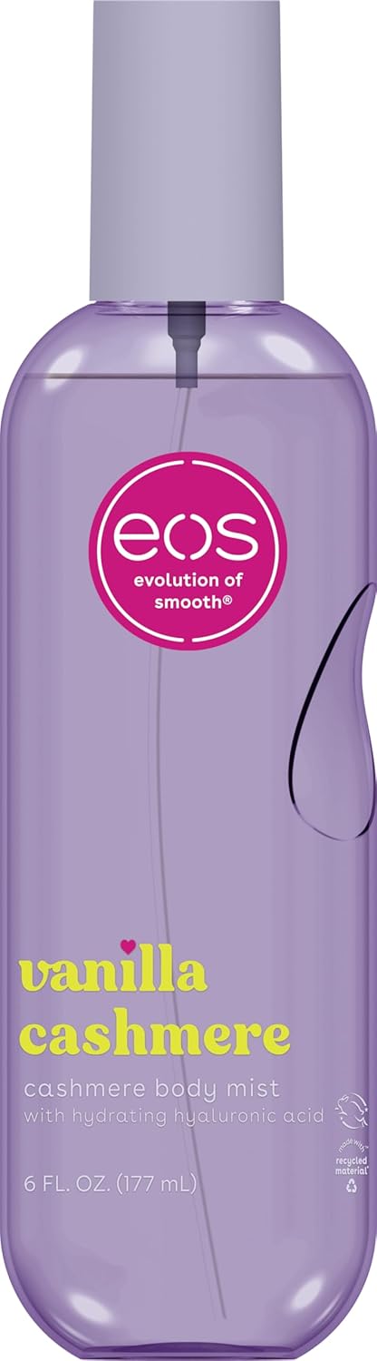 eos Cashmere Body Mist, Vanilla Cashmere, Soft Musk, Cozy Caramel, Hair Mist, Body Spray for Women Moisturizing, Hyaluronic Acid, Vanilla Body