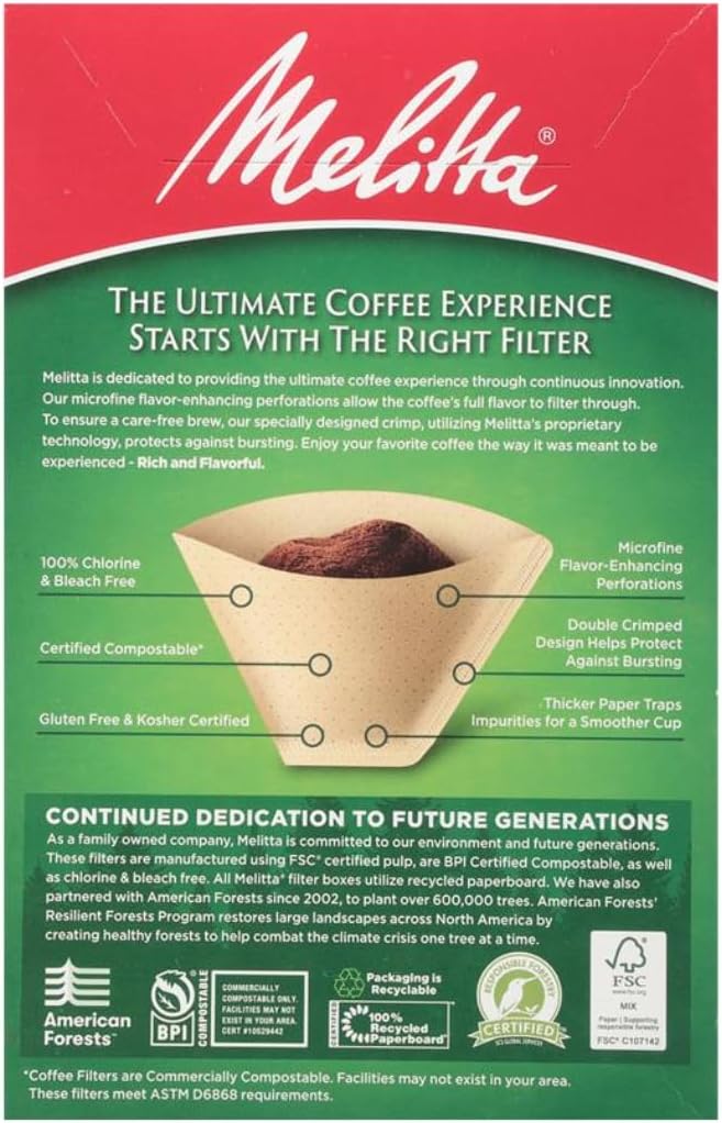 Melitta Cone Coffee Filters, Natural Brown, 100 Count (Pack Of 3), 300 Total Filters - Fits all 8-12 Cup Cone Coffee Makers and