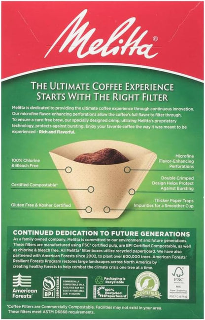 Melitta Cone Coffee Filters, Natural Brown, 100 Count (Pack Of 3), 300 Total Filters - Fits all 8-12 Cup Cone Coffee Makers and