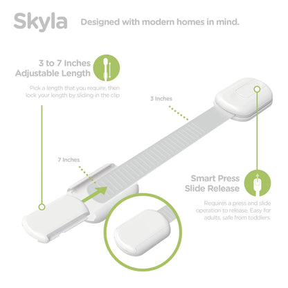 SKYLA HOMES Baby Locks (8-Pack) Child Safety Cabinet Proofing - Safe Quick and Easy 3M Adhesive Cabinet Drawer Door Latches No Screws & Magnets