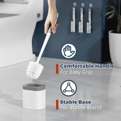 Holaloha Toilet Brush, 3 Pack Toilet Brush and Holder Set Bathroom Accessories, Toilet Bowl Brush and Holder with 3 Crevice Brush for
