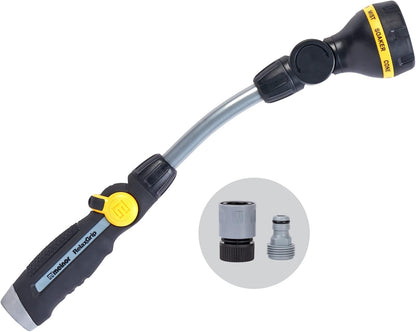 Melnor 65173AMZ RelaxGrip 8 Pattern 16" Pivoting Wand Bundle, Metal, Black, Yellow