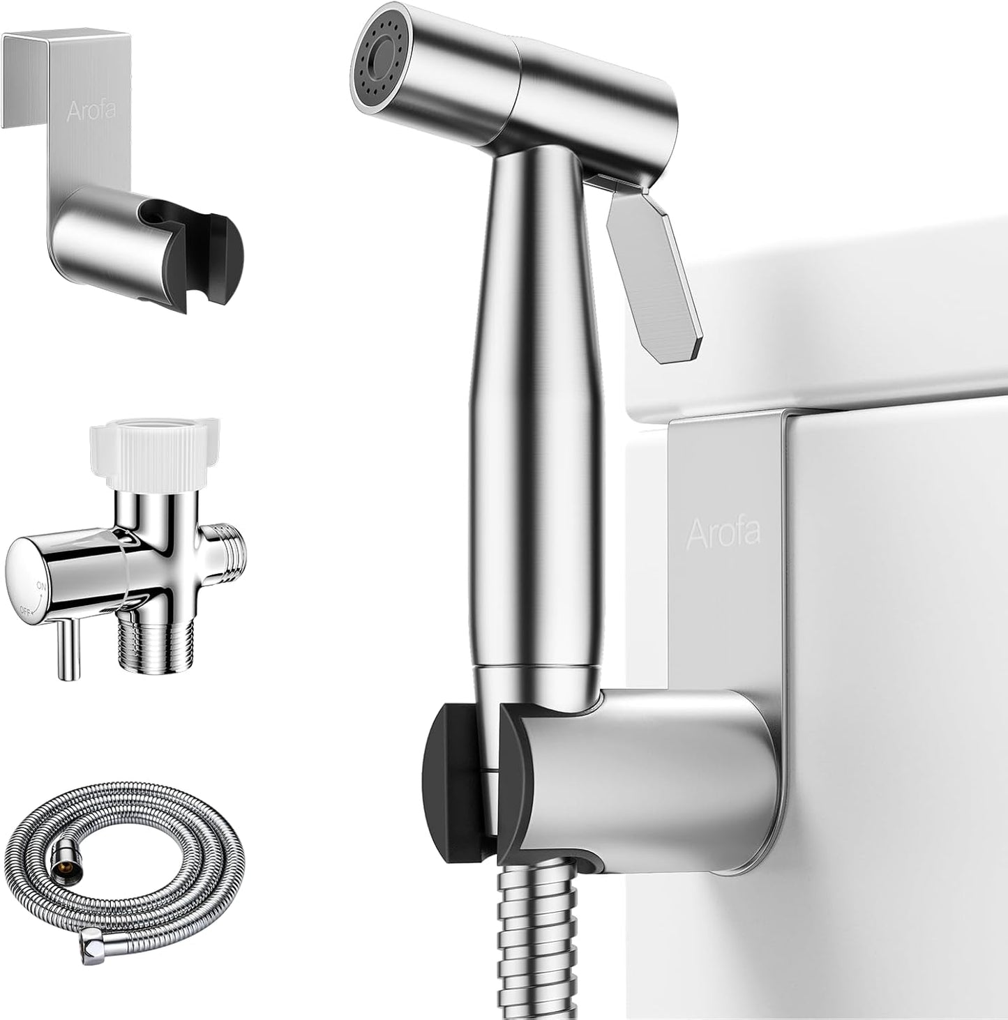 Arofa Handheld Toilet Bidet Sprayer for Toilet-Adjustable Water Pressure Control with Bidet Hose for Feminine