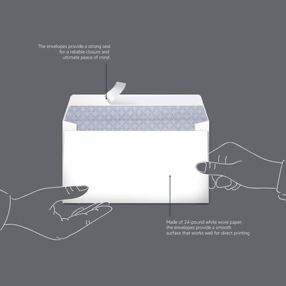 Amazon Basics 3/4 Security-Tinted Self-Seal Envelopes for Home & Office, White, 100-Pack
