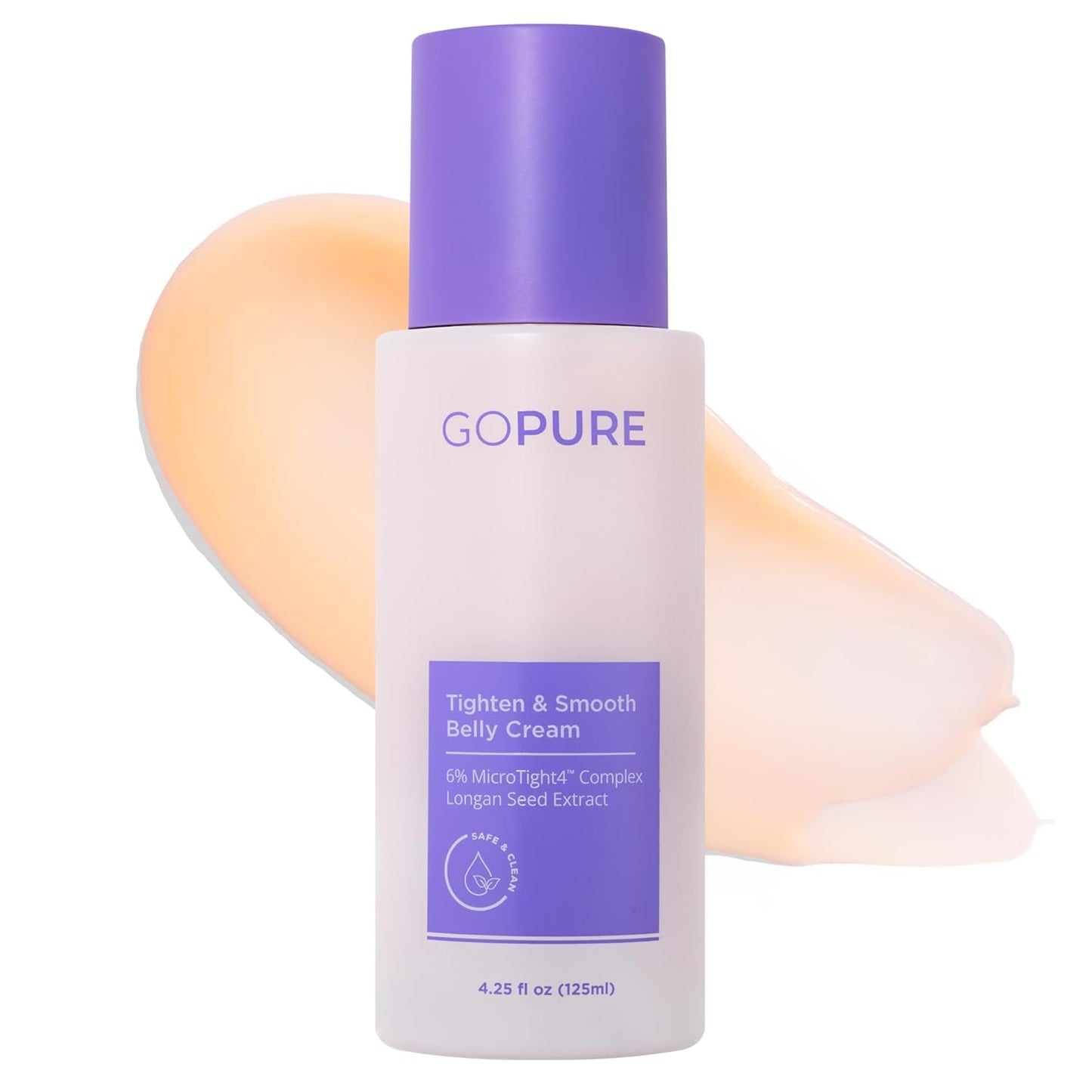 goPure Firming Belly Cream - Dermatologist-Developed Moisturizer with MicroTight4 Complex - Green Microalgae, Longan