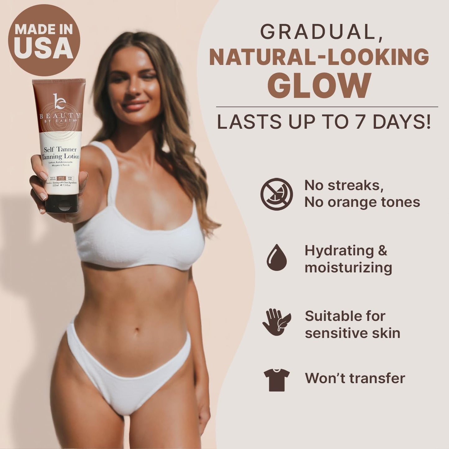 Beauty by Earth Self Tanner - USA Made with Natural & Organic