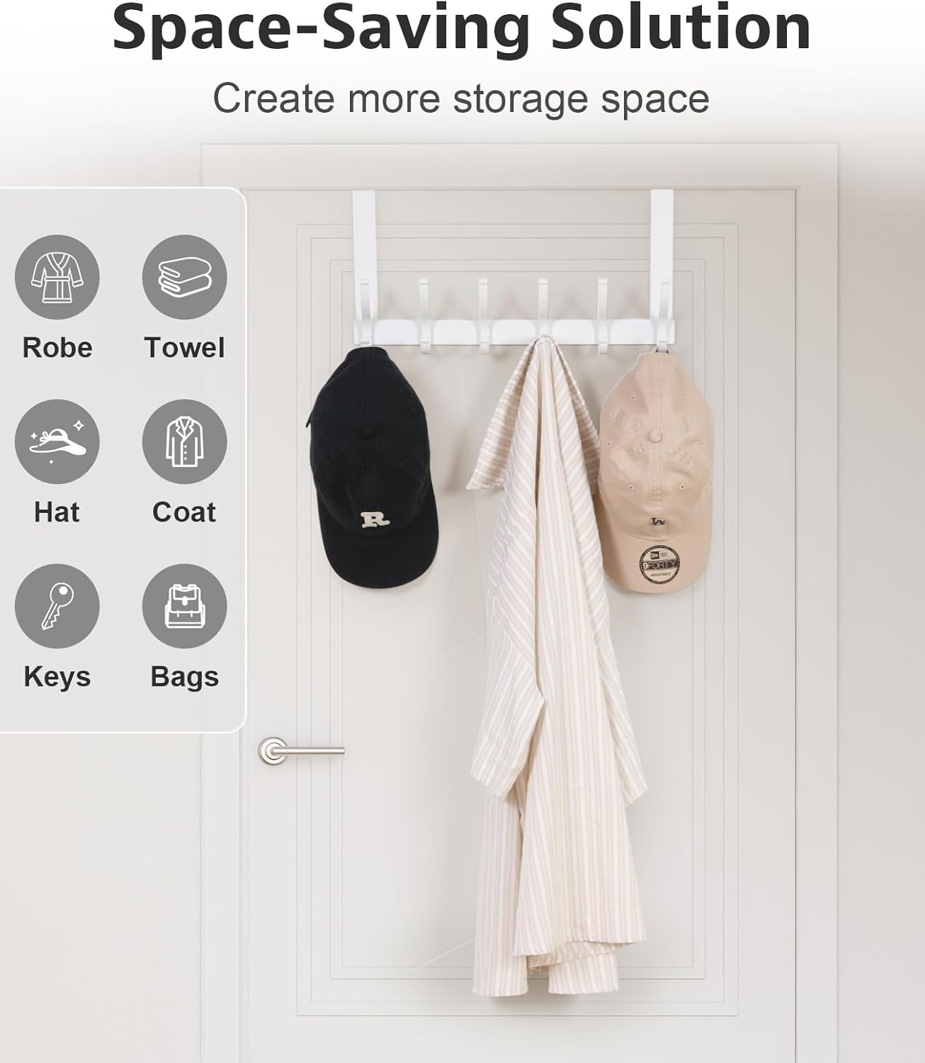 Optish Over The Door Hooks, Door Hanger Hooks for Hanging, Over The Doors Towel Racks for Bathroom, Coat Rack Dorm Essentials (1Pack