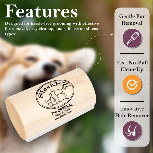 SleekEZ Dog Brush for Shedding & Dog Grooming Supplies, Pet Hair Removal Tool, Great For All Fur Types, For Short, Medium, & Long Hair