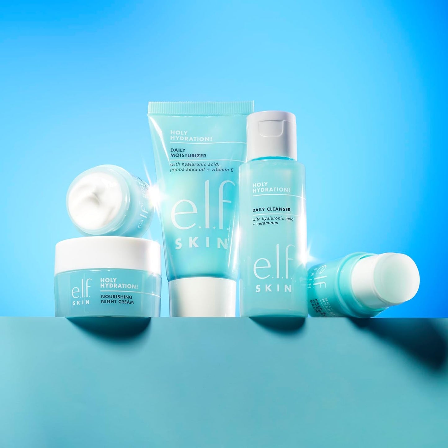 e.l.f. SKIN Holy Hydration! Jet Set Hydration Kit, Travel Friendly Hydrating Skincare Set, Face Cleanser, Balm, Moisturizer, Eye Cream & Night