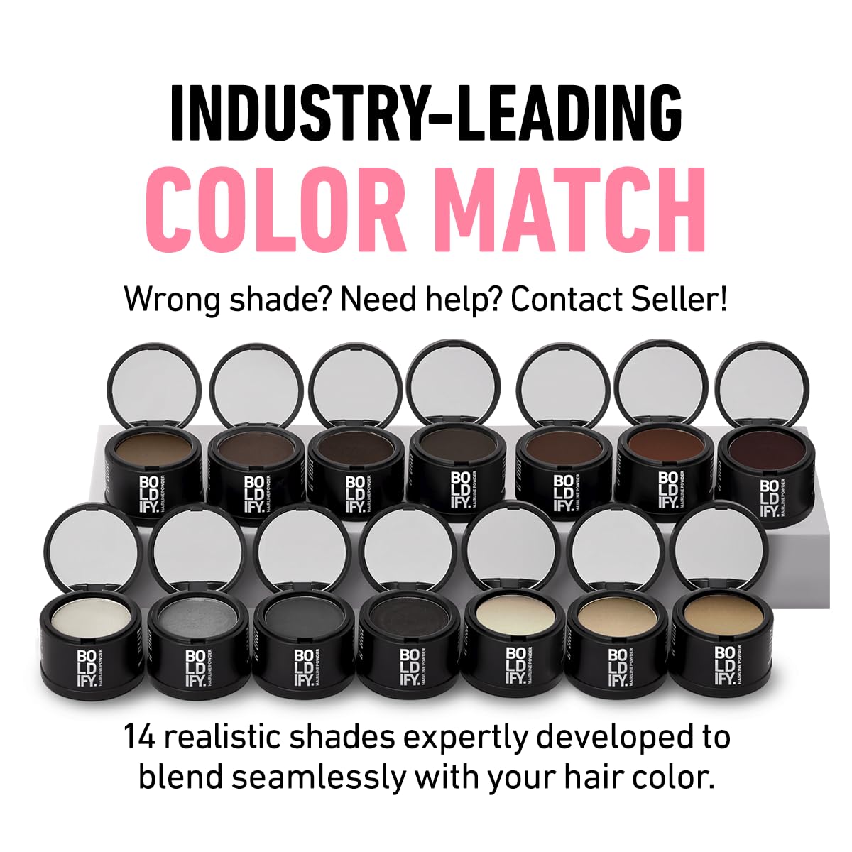 BOLDIFY Hairline Powder - Water-Resistant Root Touch Up Hair Color for Gray Coverage - 24-Hour