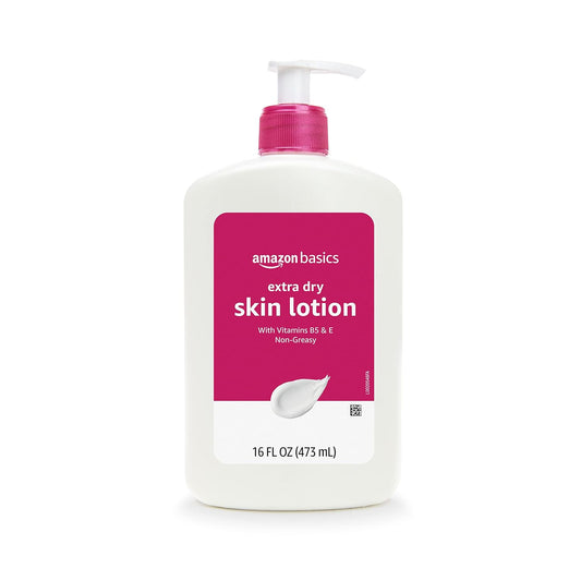 Amazon Basics Body Lotion For Dry Skin with Vitamins B5 & E, Clean Scent, 16 fl oz