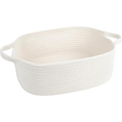 JMvicyroam Woven Basket,Small Rope Storage Bin with Handles & Ribbon Bag, Organizer for Shelves Closets,Gift Basket Empty for Birthday,Books,Dog