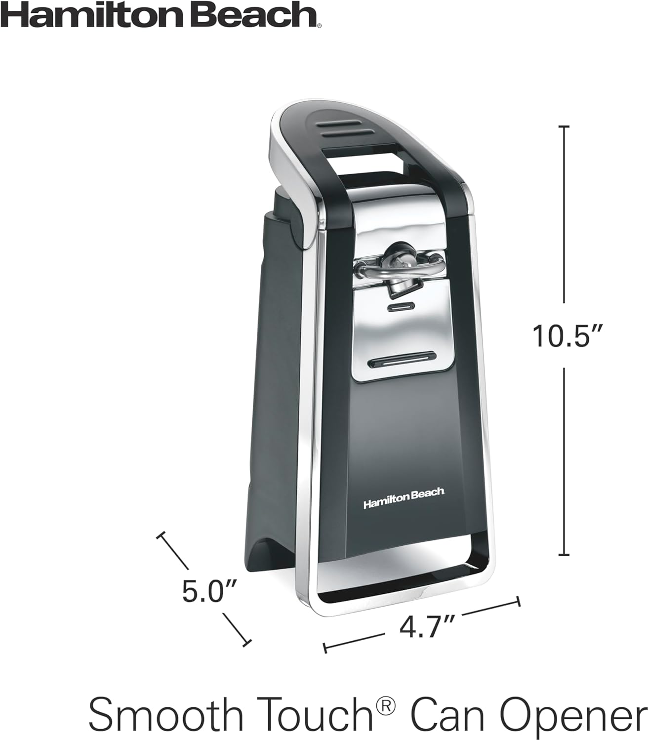 Hamilton Beach Smooth Touch Electric Automatic Can Opener with Easy Push Down Lever, Eliminates Sharp Edges, Opens All Standard-Size and Pop-Top