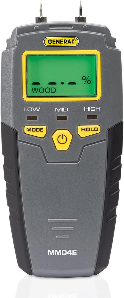 General Tools MMD4E Digital Moisture Meter, Water Leak Detector, Moisture Tester, Pin