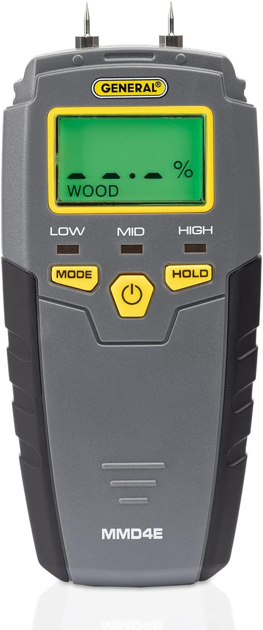 General Tools MMD4E Digital Moisture Meter, Water Leak Detector, Moisture Tester, Pin