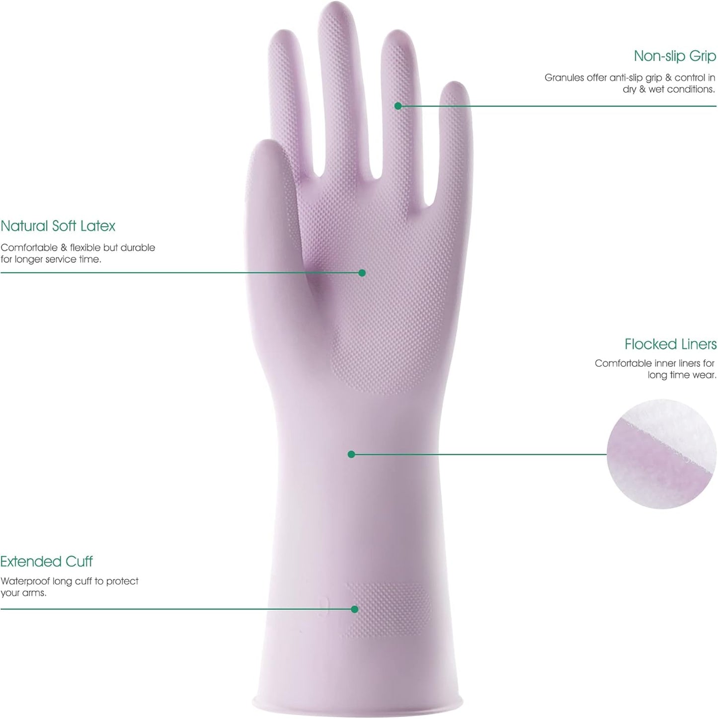 COOLJOB 3 Pairs Colorful Household Gloves with Cotton Liner & Non-slip
