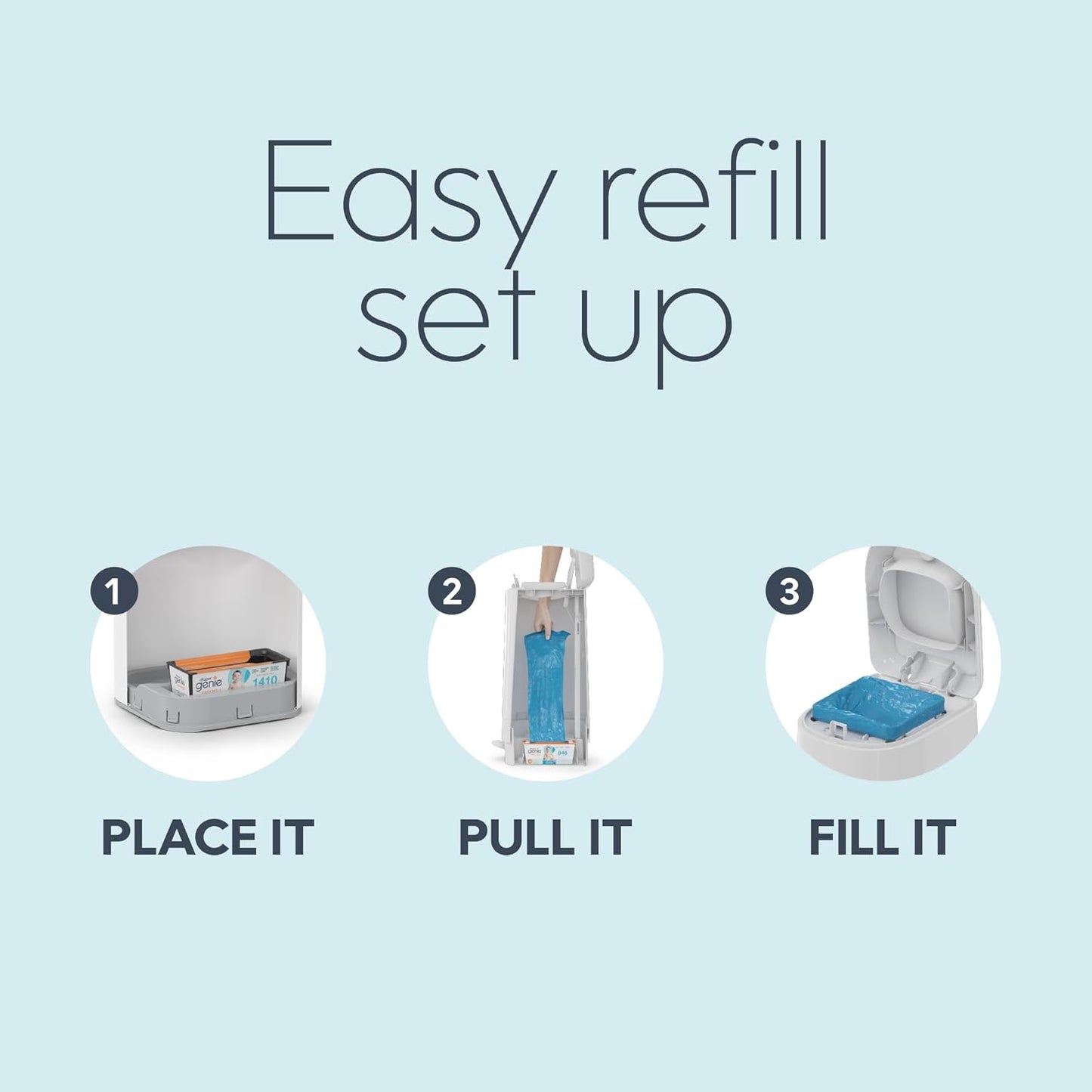 Diaper Genie Easy Roll Refill, 30 Bags Per Refill, Holds Up to 1410 Newborn Diapers, Odor Control, Diaper Pail Refill