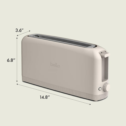 bella 2 Slice Slim Toaster, Fits-anywhere Kitchenware, 6 Setting Shade Control with Reheat & Cancel Buttons, Fits sourdough, 10 Long
