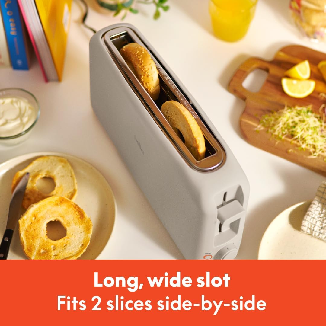 bella 2 Slice Slim Toaster, Fits-anywhere Kitchenware, 6 Setting Shade Control with Reheat & Cancel Buttons, Fits sourdough, 10 Long