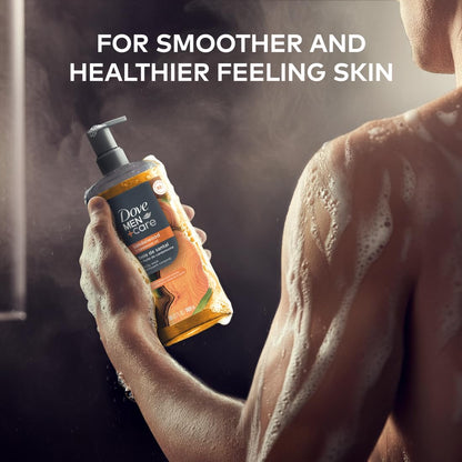 DOVE MEN Moisturizing Body Wash, Dermatologist Body Wash for Men, Sulfate Free, Paraben Free, & Dye Free, Sandalwood + Cardamom Oil, 26oz